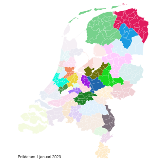 Ingekleurde landkaart vergoede jeugdzorg Kernvisie methode per 1 januari 2023